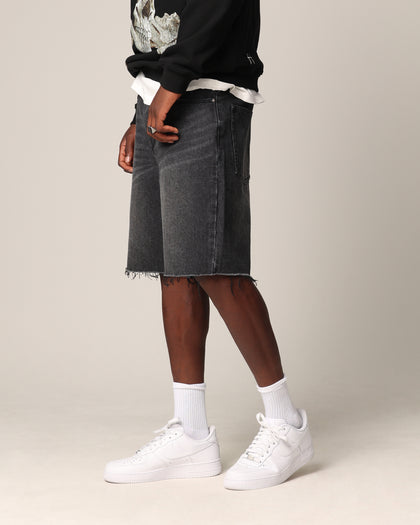 Saint Morta Baggy Denim Shorts Black Shadow