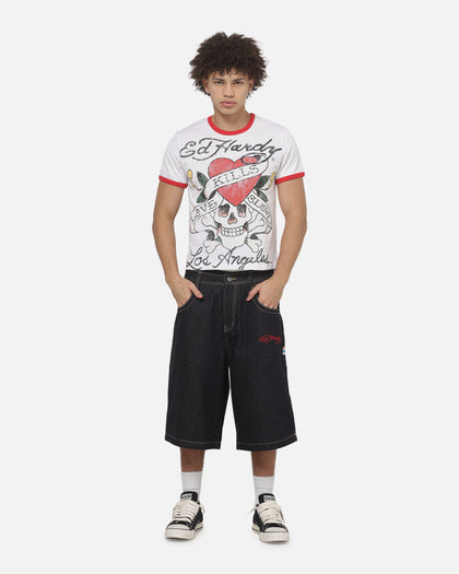 Ed Hardy Love Kills Slowly Ringer T-Shirt White