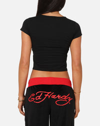 Ed Hardy Women's Tribal Baby T-Shirt Black/Red