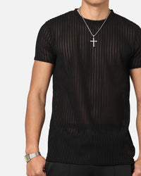 Sik Silk Textured Muscle Fit T-Shirt Black