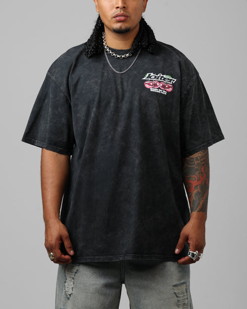 Loiter Cherry Pick Drop T-Shirt Black Acidwash