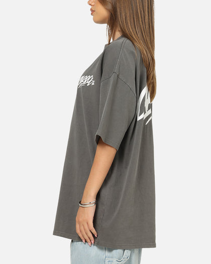 Carre Tag Mock Neck T-Shirt Black Acidwash
