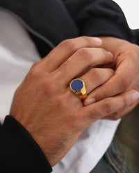 Saint Morta Lapis Octagon Signet Ring Gold