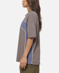 Carre Athletic Panel Crew T-Shirt Washed Charcoal