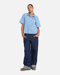Ed Hardy Panther Button-Up Shirt Blue