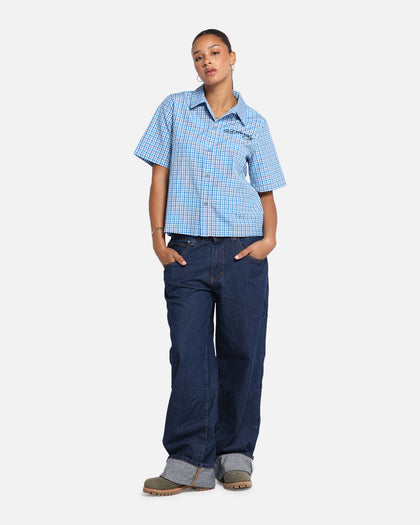 Ed Hardy Panther Button-Up Shirt Blue