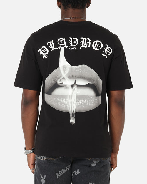 Playboy Gothic Mono Lips T-Shirt Black