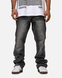 MNML B661 Flat Studded Flare Denim Jeans Vintage Black