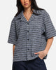 XXIII Boucle Tweed Crop Button Up Shirt Black/White/Blue