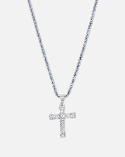 Saint Morta Iced Cross Pendant White Gold