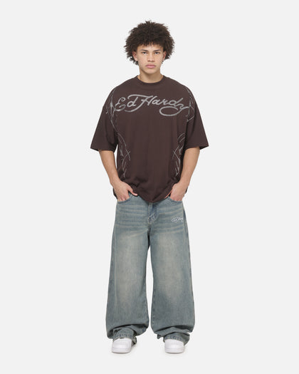 Ed Hardy Cyber Skull T-Shirt Chocolate