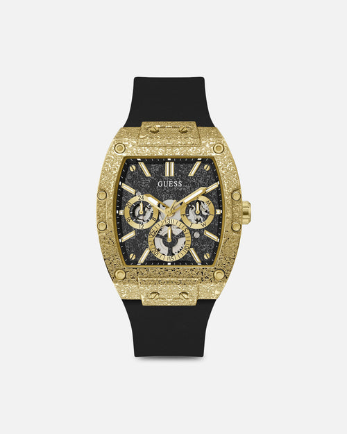 Guess Mainline Phoenix Frost Gold And Black Silicone Bracelet Watch Black/Gold
