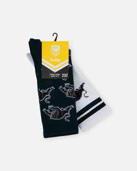 Foot-ies Penrith Panthers Crew Socks 2 Pack Slate/White