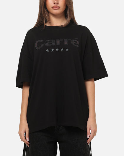 Carre Applique T-Shirt Solid Black