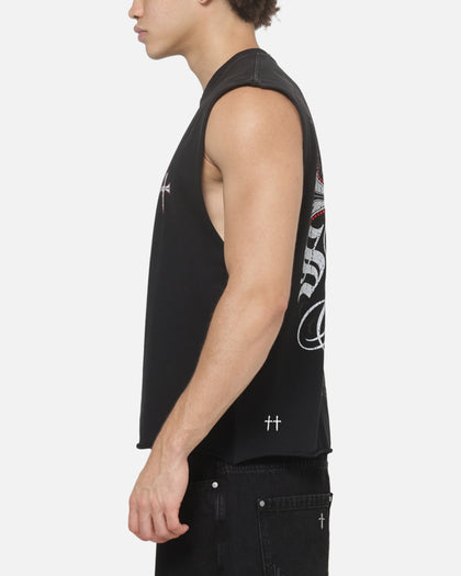 Saint Morta Liberty Cut Off Muscle T-Shirt Washed Black