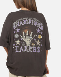 Mitchell & Ness Los Angeles Lakers Blackletter Champs Box T-Shirt Slate