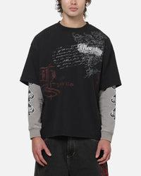 Worship Catharsis Box Crop Long Sleeve T-Shirt Washed Black