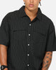 Saint Morta Gothic Pinstripe Button Up Shirt Jet Black