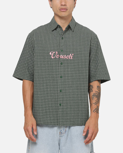 Vouseti Full Court Button Up Shirt Money Green Plaid