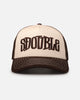 S Double Mid-Block Curved Peak Trucker Strapback Natural