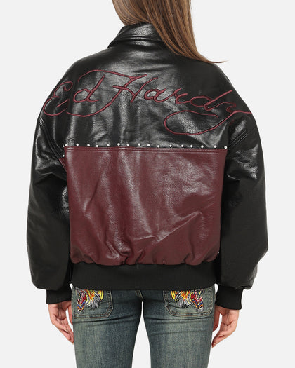 Ed Hardy Voltage Bomber Jacket Black/Burgundy
