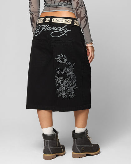 Ed Hardy Dragon Jorts Black