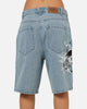 Von Dutch Skull Jean Shorts Mid Blue Denim