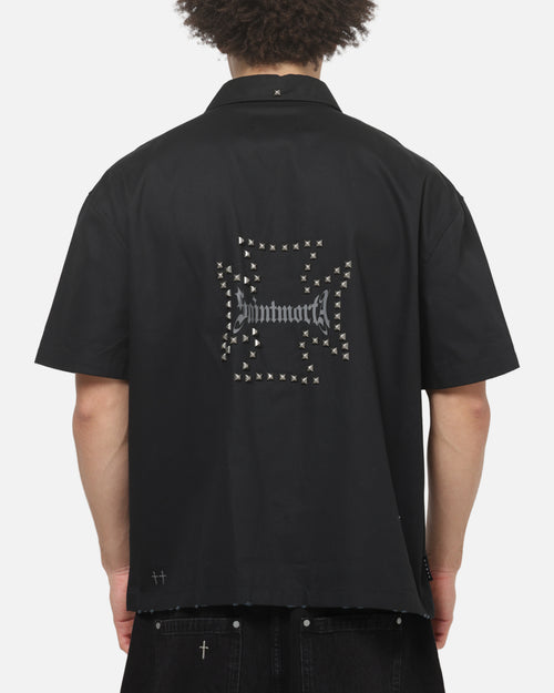Saint Morta Marked Button Up Shirt Off Black