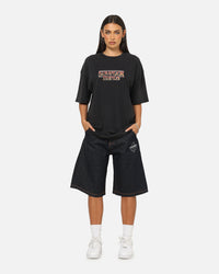 73Studio X Stranger Things Hawkins Heroes T-Shirt Black Acidwash