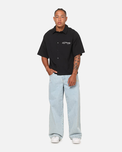 Ed Hardy Dragon Button Up Shirt Charcoal