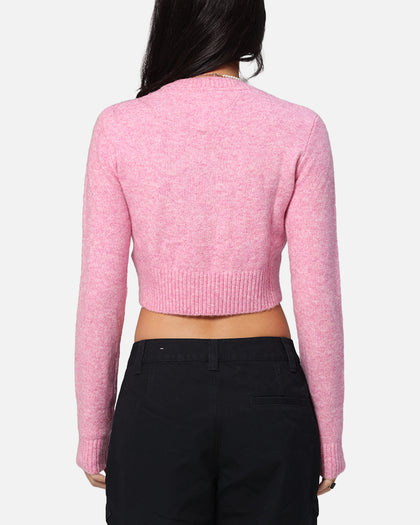 Tommy Jeans Women's Crop Script Sweater Pink