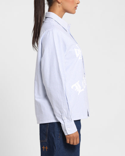 Loiter Chopper Long Sleeve Shirt Blue/White