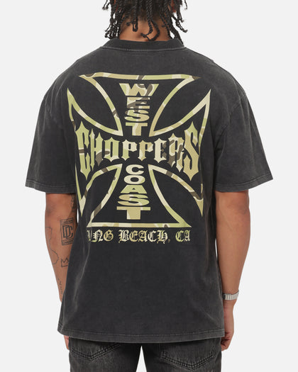 West Coast Choppers Camo Cross T-Shirt Black Acidwash