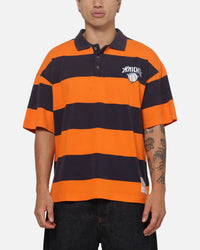 Mitchell & Ness New York Knicks Striped Polo T-Shirt Navy
