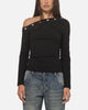 Ed Hardy Women's Eyelet 3/4 Sleeve T-Shirt Black