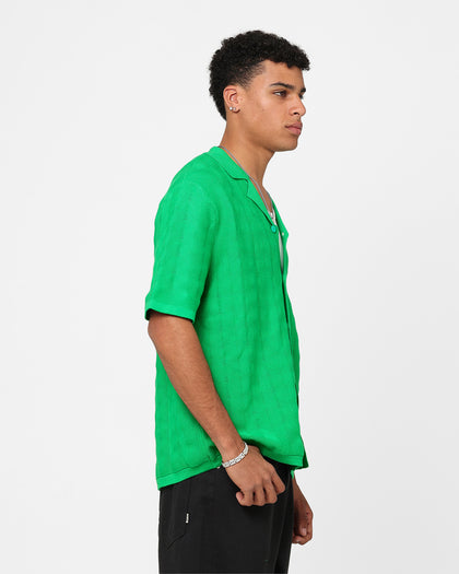 XXIII Lorenzo Knit Button Up Shirt Green