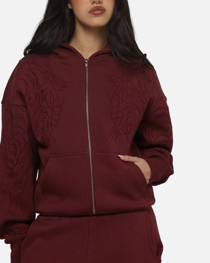 Ed Hardy Women's Tattoo Zip Hoodie Burgundy
