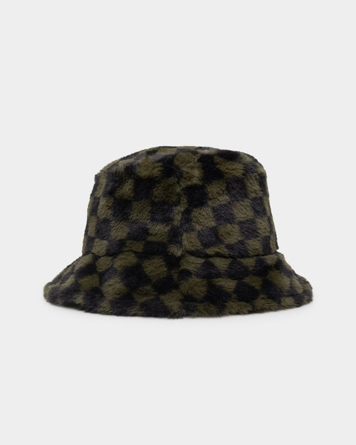 Kangol Faux Fur Bucket Olive