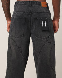 Saint Morta Onyx Panelled Amplus Jeans Black Wash