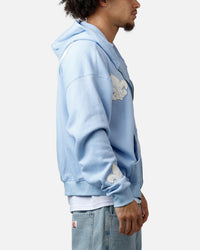 MNML Fleur Zip Up Hoodie Washed Blue