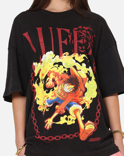 73Studio X One Piece Luffy Vintage T-Shirt Off Black