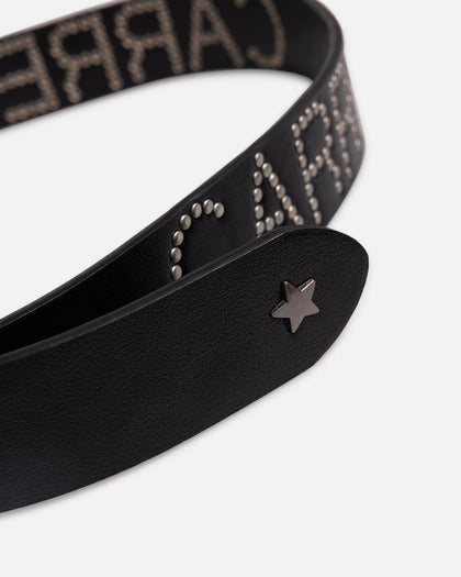 Carre Studded Vegan Leather Belt Black