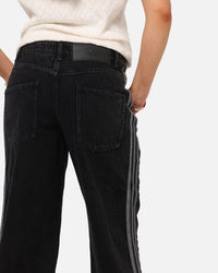 Adidas Women's Denim 3-Stripes Track Pants True Black Denim
