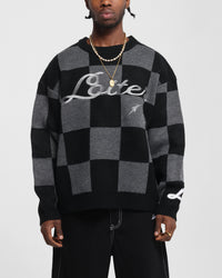 Loiter Checker Knit Sweater Black/Grey