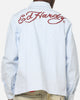 Ed Hardy Euro Button Up Shirt Blue Pinstripe