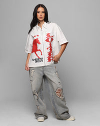 Loiter Rodeo Zip Up Shirt Off White