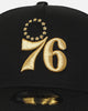 New Era Philadelphia 76ers 'NBA Black & Gold Embroidery' 9FORTY A-Frame Snapback Black/Gold