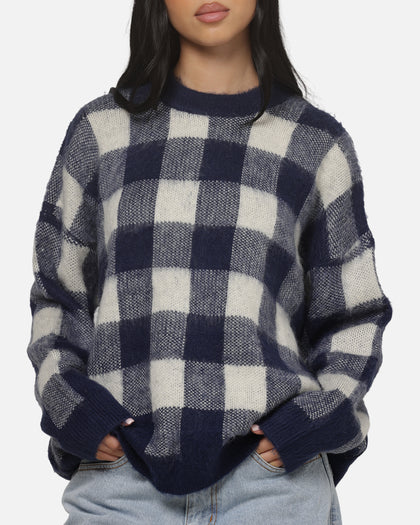Carre Ombre Knitted Jumper Navy Plaid