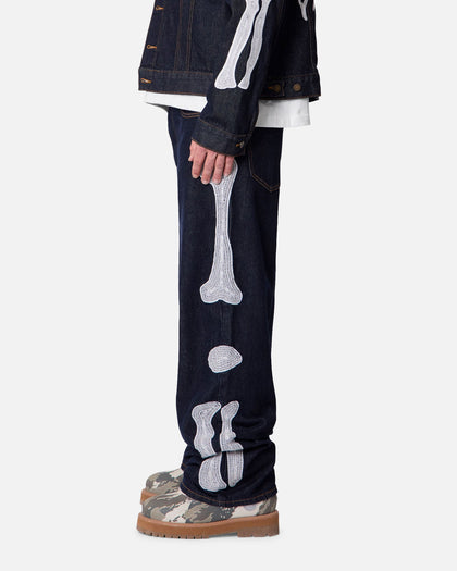 MNML Raw Skeleton Baggy Denim Jeans Rinse Indigo
