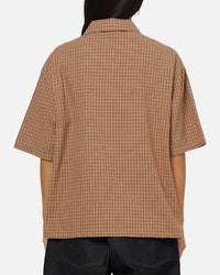 Carre Grid Button Up Shirt Brown-Plaid